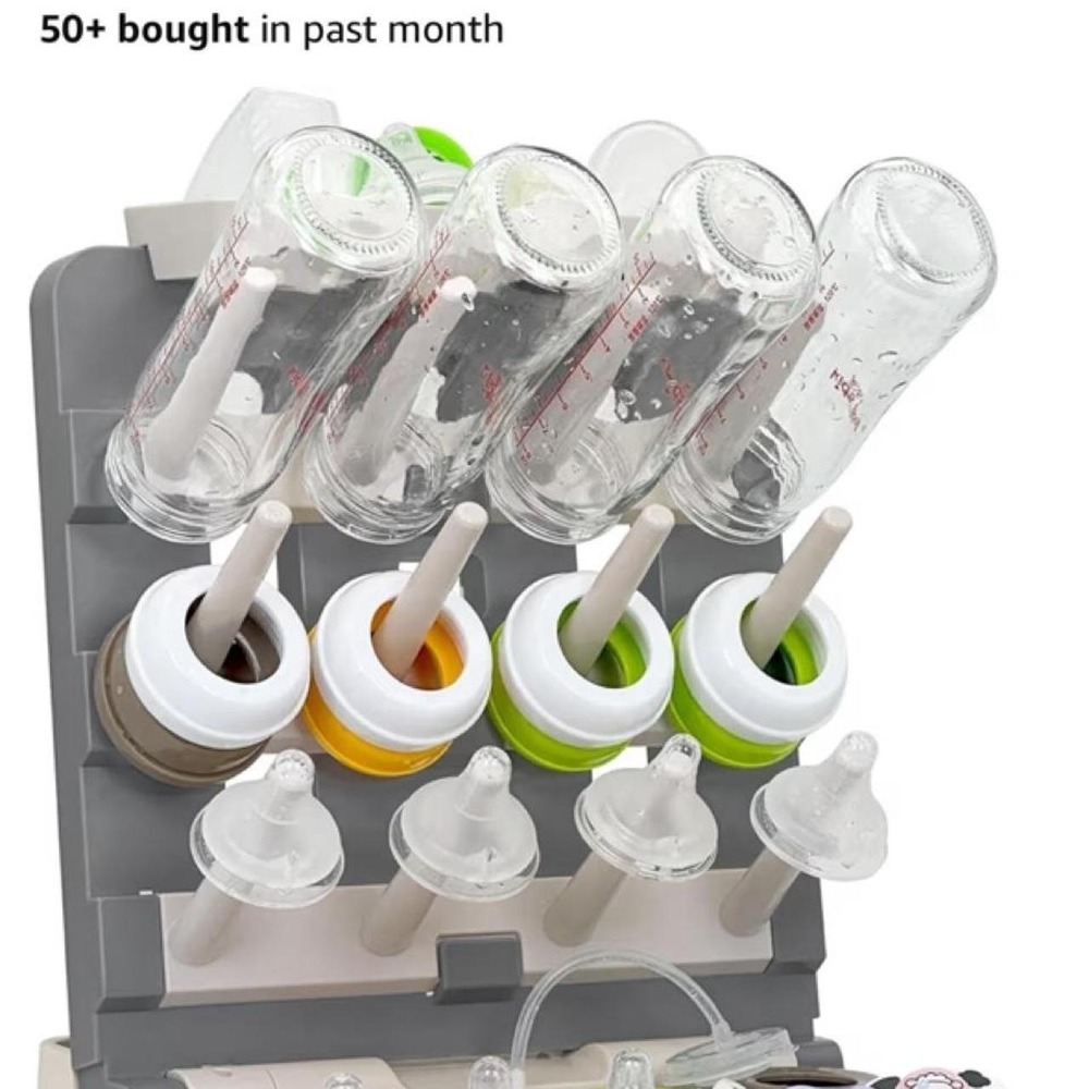 Foldable Baby Bottle Drying Rack BPA-Free Large Capacity Vertical Organizer Gray